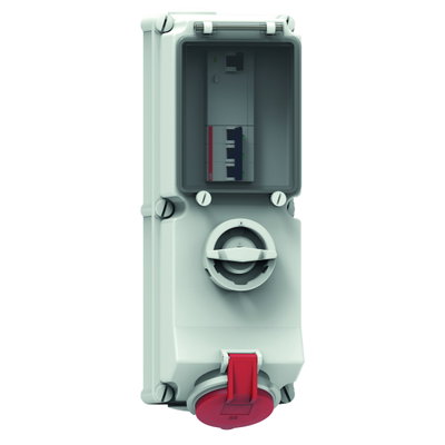 Wandsteckdose abschaltbar, verriegelt, abgesichert 32A 4p 400V 6h, IP44
