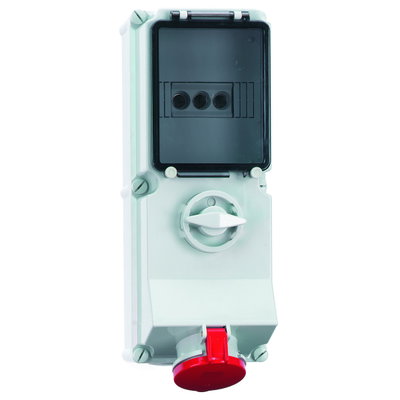 Wandsteckdose TE abschaltbar, abgesichert 63A 5p 400V 6h, IP44