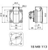 Schutzkontakt-Anbausteckdose 16A 3p 250V IP54