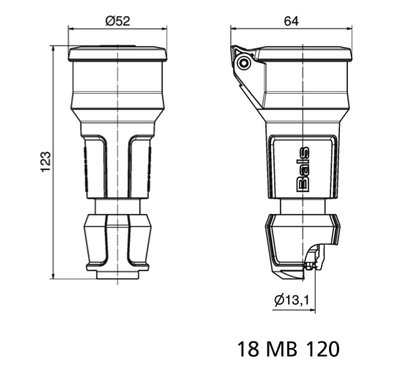 Schutzkontakt-Kupplung 16A 3p 250V IP54