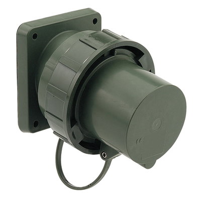 Anbaugerätestecker TN geneigt 63A 5p >50V grün >300-500Hz 2h, IP67