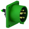 Flanschgerätestecker Quick-Connect gerade 16A 5p >50V grün >300-500Hz 2h, IP44