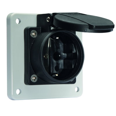 Schutzkontakt-Anbausteckdose gerade, QUICK-CONNECT schraubloser Steckkontakt 16A 3p 250V IP54