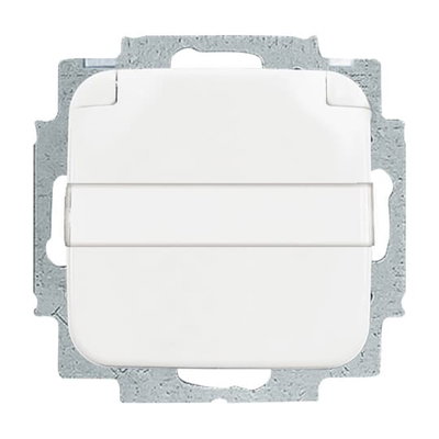 SCHUKO® Steckdosen-Einsatz mit Klappdeckel mit Beschriftungsfeld alpinweiß -