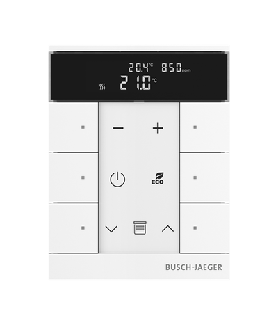 Busch-Tenton®, RTR IAQ, 6-fach, weiß, mit Display, für Busch-free@home®