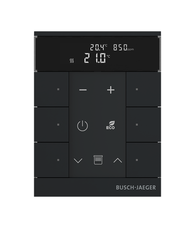 Busch-Tenton®, RTR IAQ, 6-fach, schwarz matt, mit Display, für Busch-free@home®