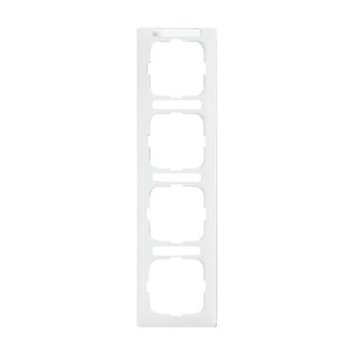 Abdeckrahmen mit Sichtfenster, senkrecht mit Beschriftungsfeld 4-fach alpinweiß