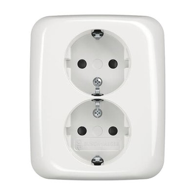 SCHUKO® Doppelsteckdose Komplettabdeckung Safety+ alpinweiß - Reflex SI