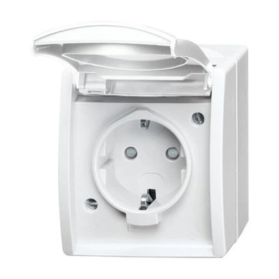 SCHUKO® Steckdose Safety+ mit Klappdeckel 16 A alpinweiß  - ocean®   