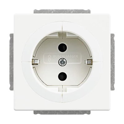 Busch-Objektsteckdose® SCHUKO® Steckdosen-Einsatz Safety+ studioweiß matt -