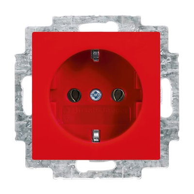 SCHUKO® Steckdosen-Einsatz mit Steckanschluss rot - Busch-balance® SI