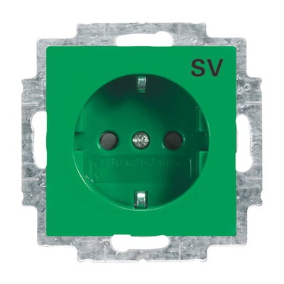 SCHUKO® Steckdosen-Einsatz mit Aufdruck SV Safety+ grün - Busch-balance® SI