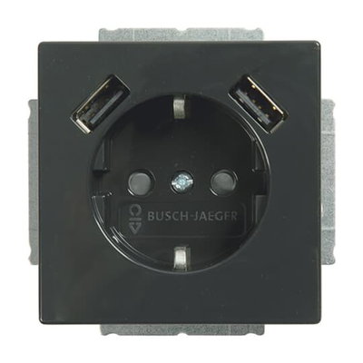 SCHUKO® USB-Steckdosen-Einsatz Safety+ mit USB A/A anthrazit - Plattform 63