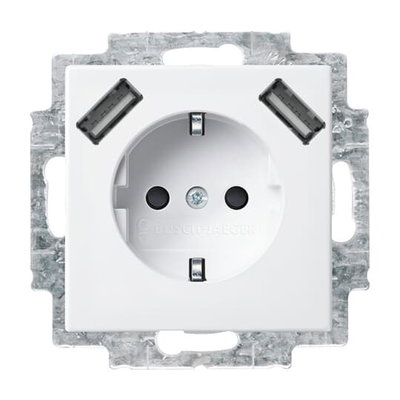 SCHUKO® USB-Steckdosen-Einsatz Safety+ mit USB A/A alpinweiß - Busch-balance® SI