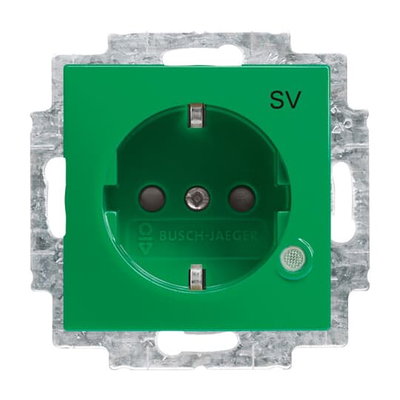 SCHUKO® Steckdosen-Einsatz mit Aufdruck SV Safety+ mit LED Kontrolllicht /grün