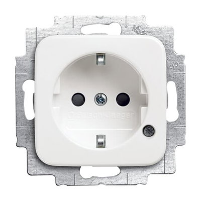 SCHUKO® Steckdosen-Einsatz Safety+ mit LED Kontrolllicht /grün alpinweiß -