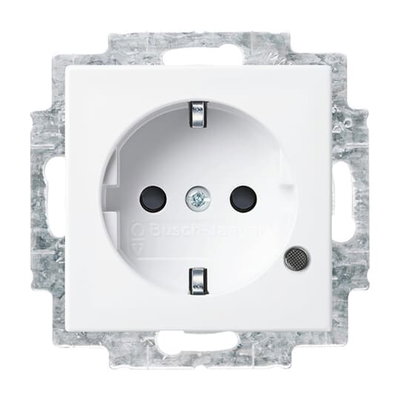 SCHUKO® Steckdosen-Einsatz Safety+ mit LED Kontrolllicht /grün alpinweiß -