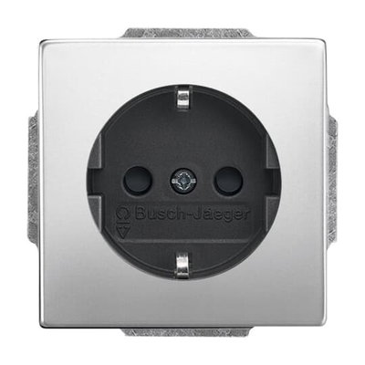 SCHUKO® Steckdosen-Einsatz Safety+ ohne Spreize edelstahl - pur edelstahl