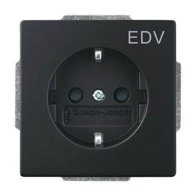 SCHUKO® Steckdosen-Einsatz mit Aufdruck EDV Safety+ schwarz matt - Plattform 63