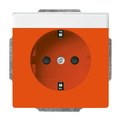 SCHUKO® Steckdosen-Einsatz Safety+ mit Beschriftungsfeld orange - Plattform 63