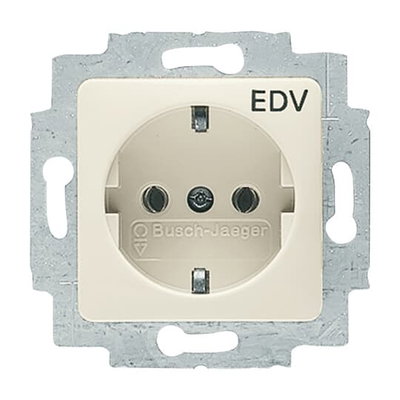 SCHUKO® Steckdosen-Einsatz 50x50 mm mit Aufdruck EDV weiß - Busch-Duro 2000® SI