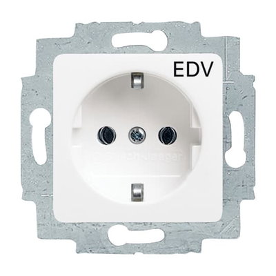 SCHUKO® Steckdosen-Einsatz 50x50 mm mit Aufdruck EDV alpinweiß - Reflex SI   