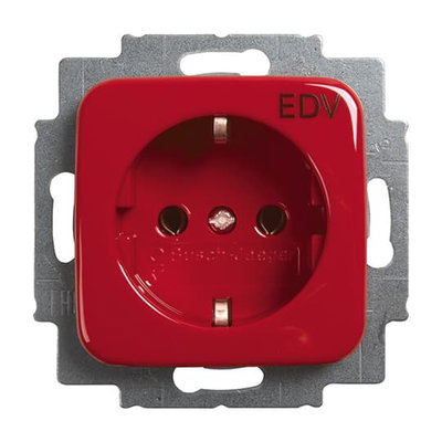 SCHUKO® Steckdosen-Einsatz mit Aufdruck EDV rot - Reflex SI mit Aufdruck "EDV" 