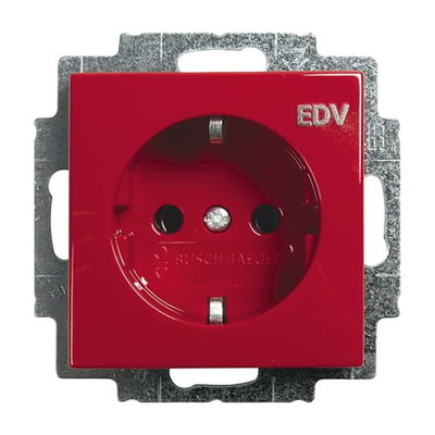 SCHUKO® Steckdosen-Einsatz mit Aufdruck EDV rot - Busch-balance® SI