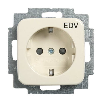 SCHUKO® Steckdosen-Einsatz mit Aufdruck EDV Safety+ weiß - Busch-Duro 2000® SI