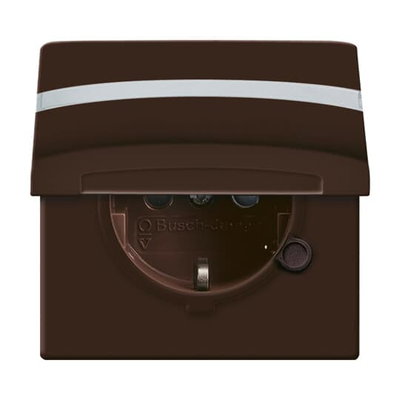 SCHUKO® Steckdosen-Einsatz Safety+ mit Klappdeckel mit Beschriftungsfeld braun