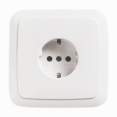 SCHUKO® Steckdose mit anschraubbarem Tragrahmen ohne Spreize alpinweiß - Reflex
