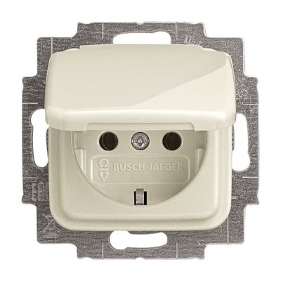 SCHUKO® Steckdosen-Einsatz mit Klappdeckel weiß - Busch-Duro 2000® SI