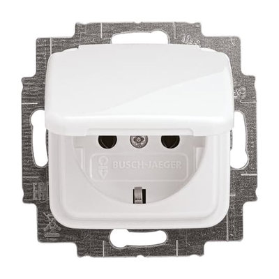 SCHUKO® Steckdosen-Einsatz mit Klappdeckel alpinweiß - Reflex SI