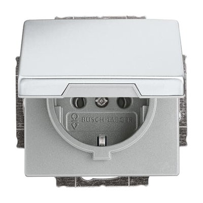 SCHUKO® Steckdosen-Einsatz mit Klappdeckel edelstahl - pur edelstahl