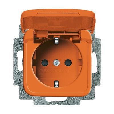 SCHUKO® Steckdosen-Einsatz Safety+ mit Klappdeckel orange - Reflex SI