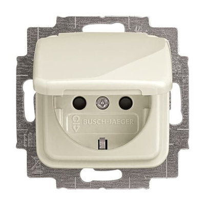 SCHUKO® Steckdosen-Einsatz Safety+ mit Klappdeckel weiß - Busch-Duro 2000® SI