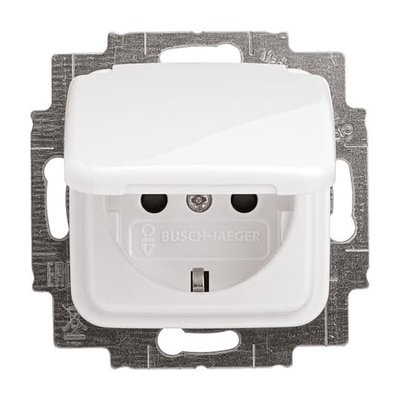 SCHUKO® Steckdosen-Einsatz Safety+ mit Klappdeckel alpinweiß - Reflex SI