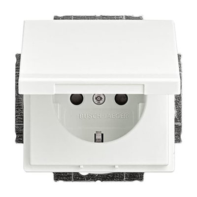 SCHUKO® Steckdosen-Einsatz Safety+ mit Klappdeckel studioweiß matt - Plattform