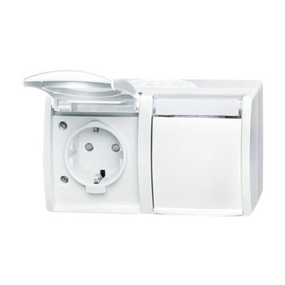 SCHUKO® Doppelsteckdose mit Beschriftungsfeld Safety+ mit Klappdeckel 16 A