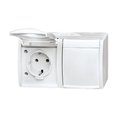 SCHUKO® Doppelsteckdose mit Beschriftungsfeld mit Klappdeckel 16 A weiß  -