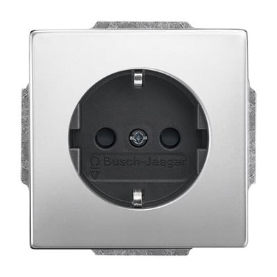 SCHUKO® Steckdosen-Einsatz Safety+ mit Schraubklemmen edelstahl - pur edelstahl