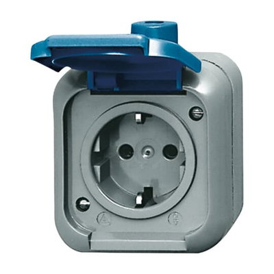 SCHUKO® Steckdose mit Klappdeckel 16 A blau  - Busch-Duro 2000® WDI   
