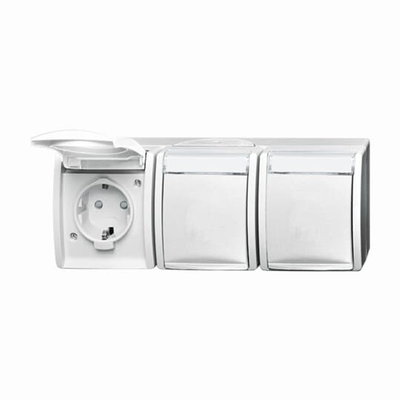 SCHUKO® Dreifachsteckdose Safety+ mit Klappdeckel 16 A alpinweiß  - ocean®   