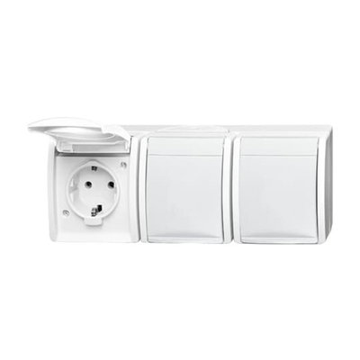 SCHUKO® Dreifachsteckdose mit Klappdeckel 16 A alpinweiß  - ocean®   