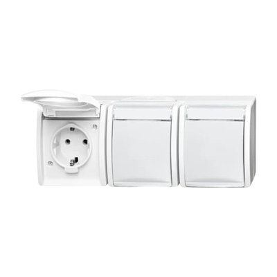 SCHUKO® Dreifachsteckdose mit Klappdeckel 16 A alpinweiß  - ocean®   