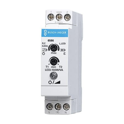 Busch-Dimmer® REG, LED mit Taster, 2...100 V·A, 8 ... 230 V AC/DC, 1 TE   