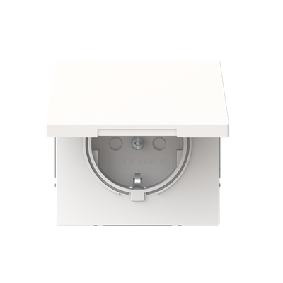 SCHUKO® Steckdosen-Einsatz Safety+ mit Klappdeckel studioweiß matt - Busch-art