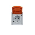 SCHUKO® Steckdose mit Klappdeckel 16 A grau/blaugrün/orange - ocean®