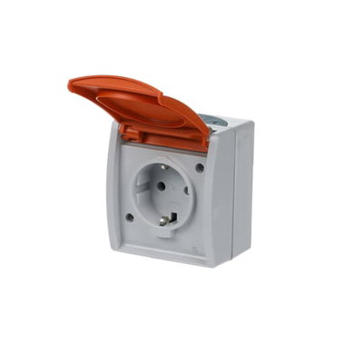 SCHUKO® Steckdose mit Klappdeckel 16 A grau/blaugrün/orange  - ocean®   