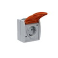SCHUKO® Steckdose mit Klappdeckel 16 A grau/blaugrün/orange - ocean®